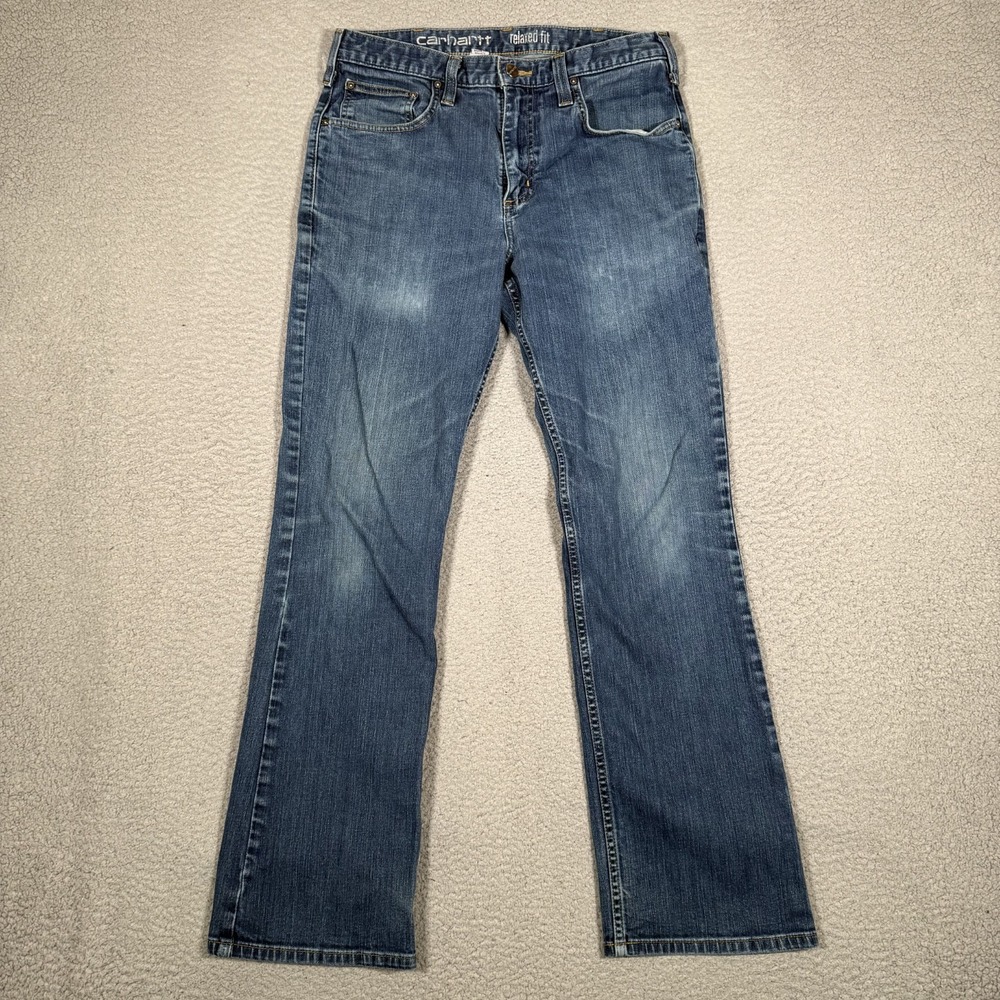 Carhartt Jeans Mens 30x30 Blue Relaxed Fit Bootcut Denim 5 Pocket Casual Preppy